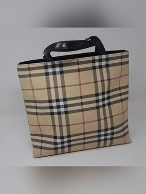 NEW Burberry London Tote Bag Nova Check Vintage Y2K Italy PVC Size Medium